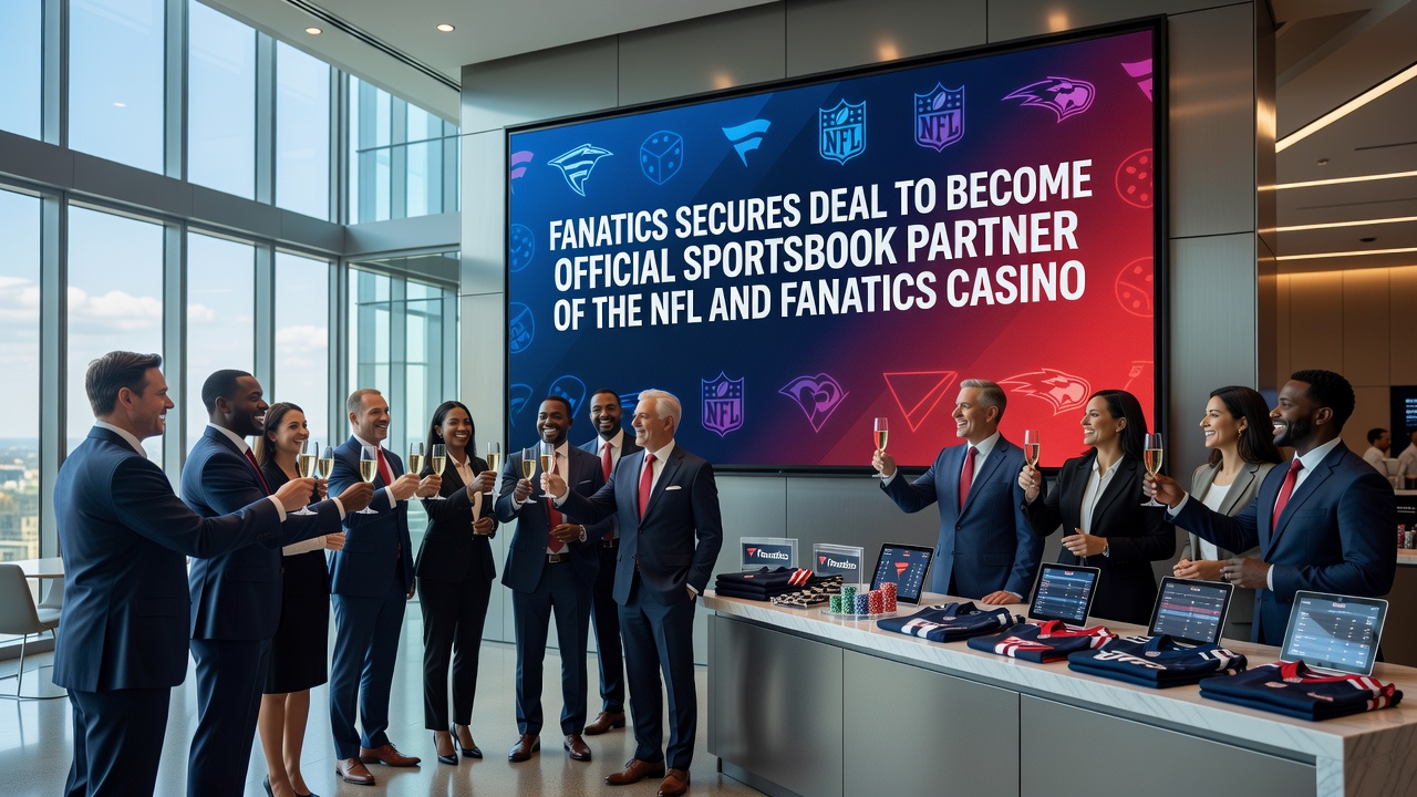 NFL stadium view with betting partnership branding elements visible on digital displays
