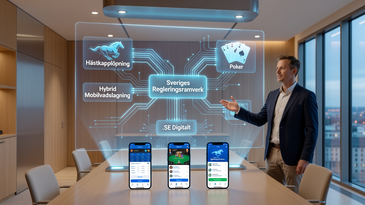 Mobile interface examples showing integrated racing, poker, and casino wagering options